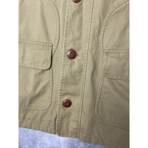 Lands' End Canvas Flannel Lined Corduroy Collar Tan Brown Chore Jacket Men's XL - Picture 7 of 11